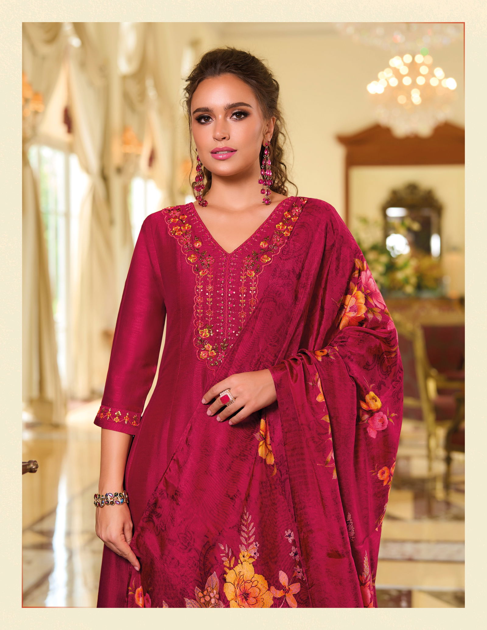 Begum Jaan By Lily And Lali Vichitra Silk Anarkali Kurti With Bottom Dupatta Wholesale Online